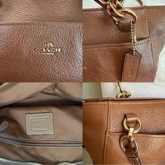 COACH Mini Ellis Acorn Brown Pebble Leather Tote Crossbody Satchel - Picture 4 of 17